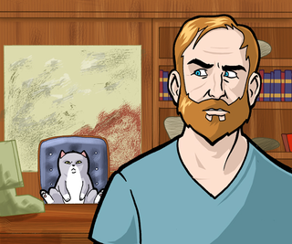 Illustration for article titled Artist drew himself and his cat in 100 different cartoonists' styles